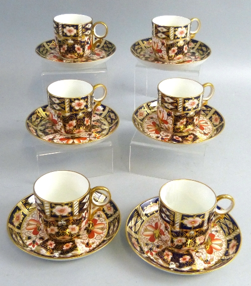 A set of six Royal Crown Derby coffee cups and saucers, pattern number 2451 (12)