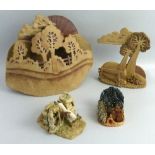 Jackpot Ceramics, a stoneware 3-D sculpture of a landscape scene, impressed mark, 32cm wide together