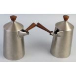 An Old Hall stainless steel side pouring coffee pot designed by Robert Welch, together with the
