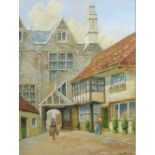 Victor E. Pickup (FL 1900-1930), "Talbot Hotel Oundle", signed watercolour, bears trade label