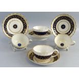 A set of four 19th century Worcester cups and saucers,  each of typical wrythen fluted form