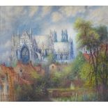 Alfred E King (1870-1951), "Beverley Minster View from the East", signed watercolour, 45cm x 57cm,