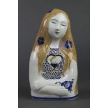 A Royal Copenhagen faience figure of "Spring" depicted as a woman's bust with mans head in a heart