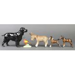 A Beswick figure of a standing black Cocker Spaniel 8", 2 Beswick foals, a pheasant and a Sylvac
