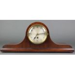 A 1930's timepiece with silvered dial and Arabic numerals contained in a mahogany Admiral's hat