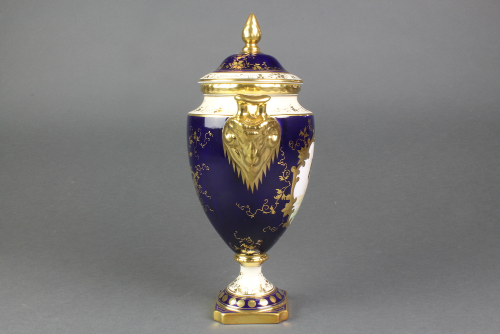 A Coalport commemorative 2 handled vase and cover celebrating the 60th Birthday of Her Majesty Queen - Image 2 of 4