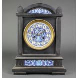 A Victorian 8 day striking mantel clock in a black marble case with boulle dial (no glass to door)