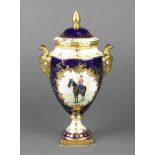 A Coalport commemorative 2 handled vase and cover celebrating the 60th Birthday of Her Majesty Queen