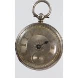 A silver key wind pocket watch with champagne dial and seconds at 6 o'clock The minute and second