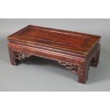 A rectangular Chinese rosewood opium table 12"h x 31"w x 16"d