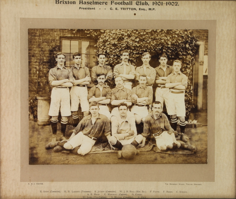 Edwardian football photographs, 2 group studies of Brixton Haselmere F.C. 1901/02 and 1902/03, - Image 2 of 3