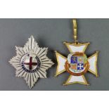 A household division drum major's badge and a Continental enamelled medallion
