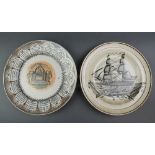 An early 19th Century creamware transfer print commemorative Napoleonic plate 9", a ditto in