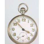 2 silver plated cased pocket watches with seconds at 6 o'clock