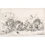 19th Century etching "The Comforts of a Cabriolet" or "The Advantages of Driving Hoodwinked",