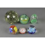 A modern clear glass dump 4" and 5 modern paperweights