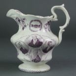 A 19th Century Staffordshire transfer print commemorative jug - Royal Ascent to the Reform Bill of