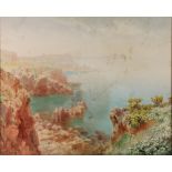 H M Wimbush, watercolours a pair, studies of Cornish beach scenes with rocky outcrops, signed, 17