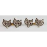 A pair of Edwardian style diamond and ruby fox head cufflinks