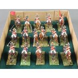16 various Napoleonic War toy soldiers of British Light Dragoons including 2 standard-bearers and