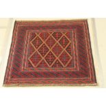 A red and blue ground tribal Gazak rug 43" x 43"