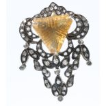 A gold and silver mounted citrine pendant