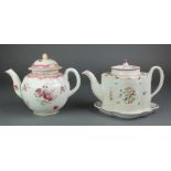 An early 19th Century English quatrefoil teapot with floral decoration 10" together with an