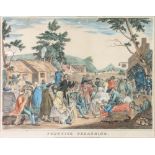 A 19th Century coloured engraving "Scottish Preaching" 13 1/2" x 17"