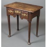An 18th Century rectangular oak low boy fitted 3 short drawers, raised on club supports 27"h x 26"