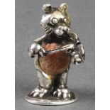 A Continental silver novelty pin cushion in the form of a bear playing a violin 1" The end of the