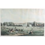 C T Dodd, print, "The Cricket Match Tonbridge School" 19" x 31" This print has some heavy sun damage