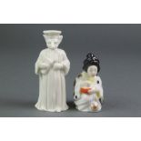 A Royal Worcester candle snuffer - Japanese girl 3" and 1 other in the form of a white glazed gowned