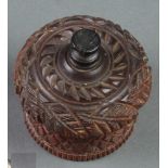 A Victorian turned walnut trinket box in the form of a waisted basket 3" (slight crack to the base)