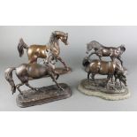 After W French a bronzed figure of a walking stallion on an oval base 9" (tail f and r), 2 bronzed