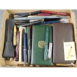 A cased cross gilt Rollerball and propelling pencil set, minor pens and pencils