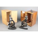 A Britex Minor 2209 single pillar student's microscope, boxed and an SHC 100x, 200x, 300x student'