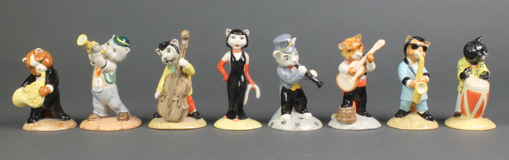 A Beswick cat band - Trad Jazz Tom CC5 4 1/2", Calypso Kitten CC2 4", Bavaria Brass CC8 3 3/4",