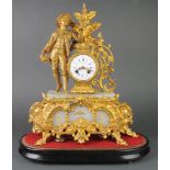 Henry Her, a 19th Century French 8 day striking clock with enamelled dial and Roman numerals