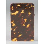 A Victorian tortoiseshell card case of plain form There is a small fragment missing to the lid