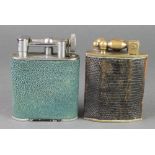 A Dunhill style Jumbo lighter contained in a shagreen effect case, patent no.2866838 together with a