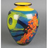 A Nemtoi studio glass oviform vase with freeform decoration 8 1/2"