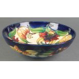 A late 20th Century Moorcroft fruit bowl decorated with stylised flowers with printed marks 10"