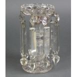 A 19th Century clear glass faceted lustre with faceted drops 5 lustres are chipped and 1 is stuck