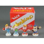 4 Wade Collectors Club Whimsies - Snap, Crackle, Pop and Coco. Boxed 1 1/2"