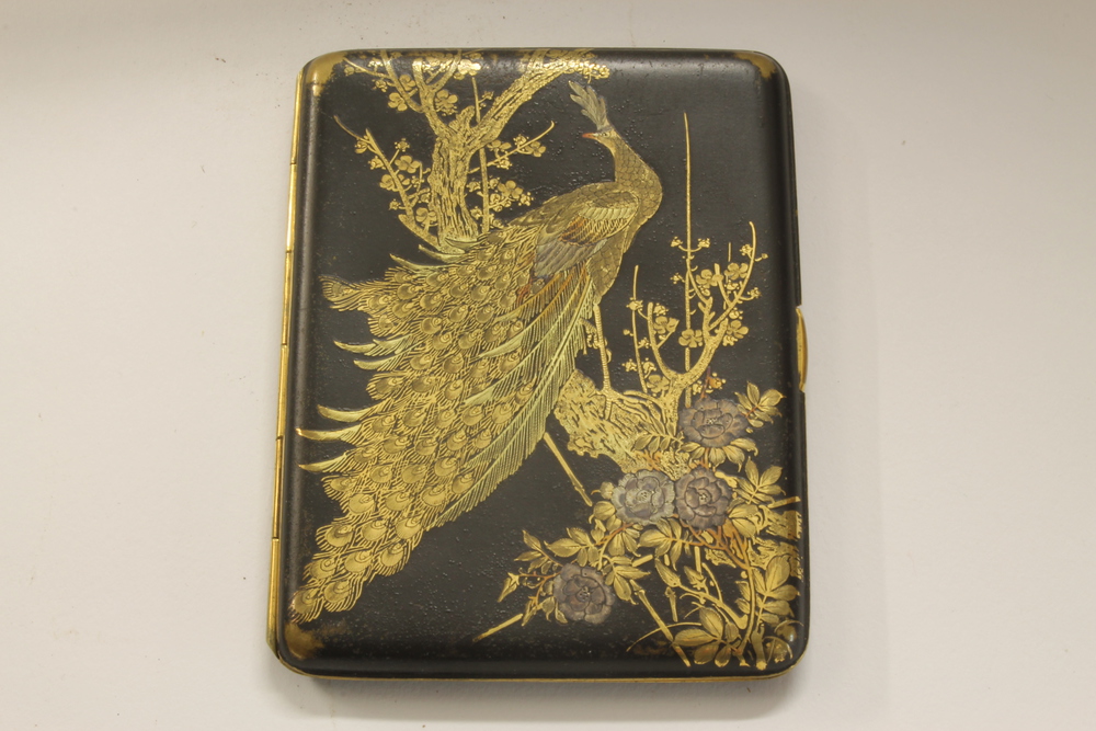 2 Japanese Komai Ware rounded rectangular cigarette cases, 1 decorated with a view of Mount Fuji 6 - Image 2 of 7