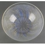 Lalique, a Chicoree opalescent glass bowl with etched lower case marks 10"