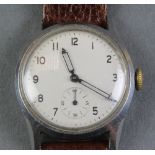 A gentleman's steel cased Army issue wristwatch, the reverse stamped ATP 112826 with seconds at 6