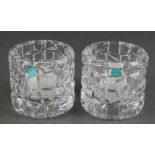 A pair of Tiffany glass candle holders of rustic form 3 1/2", boxed