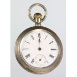 A gentleman's silver cased keywind pocket watch with seconds at 6 o'clock, a ditto The second