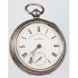 A silver cased keywind pocket watch the dial inscribed H Samuel Manchester with seconds at 6 o'clock